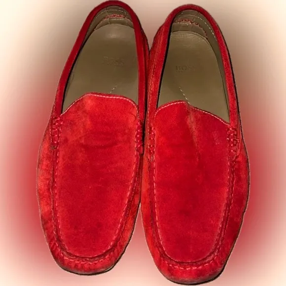 Hugo Boss - Red Suede Men's Loafers size 8.