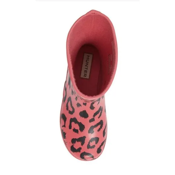 HUNTER NWT In Box Kids First Classic Rain Boot Pink Leopard HTF Rare Siz…