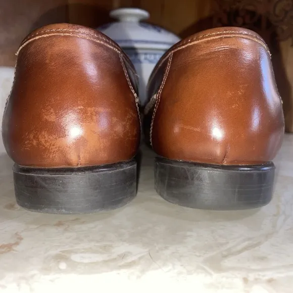 Hush Puppies Mens 10W San Remo Leather Loafers Shoes w/  Tassel Weave Brown