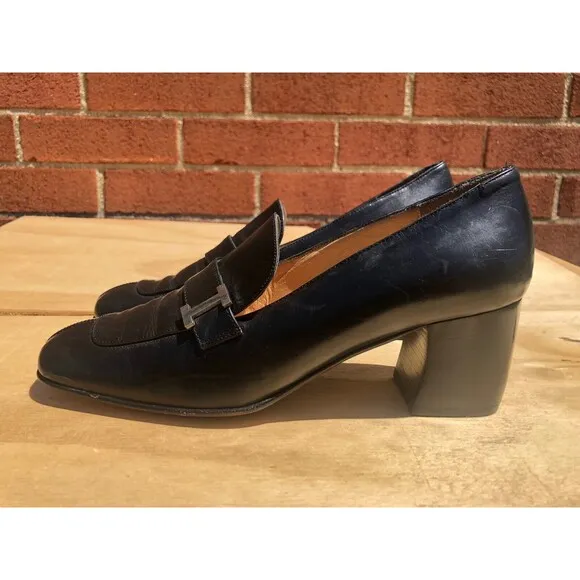 Iceberg Designer Women black  Leather heel loafers shoes Size EUR 36