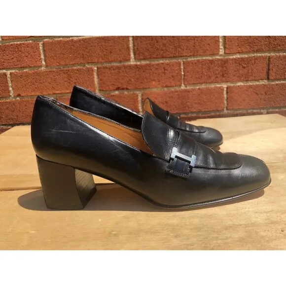 Iceberg Designer Women black  Leather heel loafers shoes Size EUR 36
