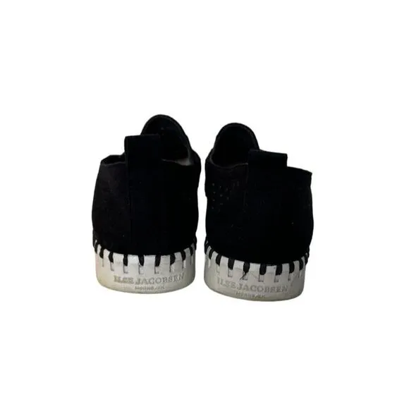 Ilse Jacobsen Womens Perforated Black Slip-On Shoes Size 38 Rubber Sole