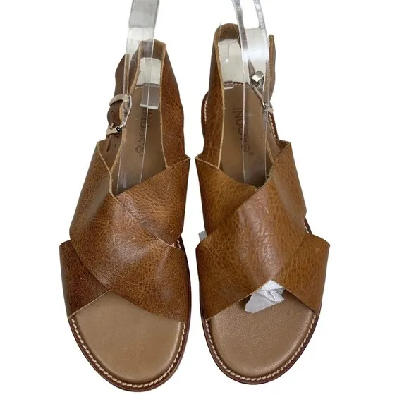 Inuovo Sandal Pebbled Grain‎ Brown Leather Faust Slingback Women Size 8