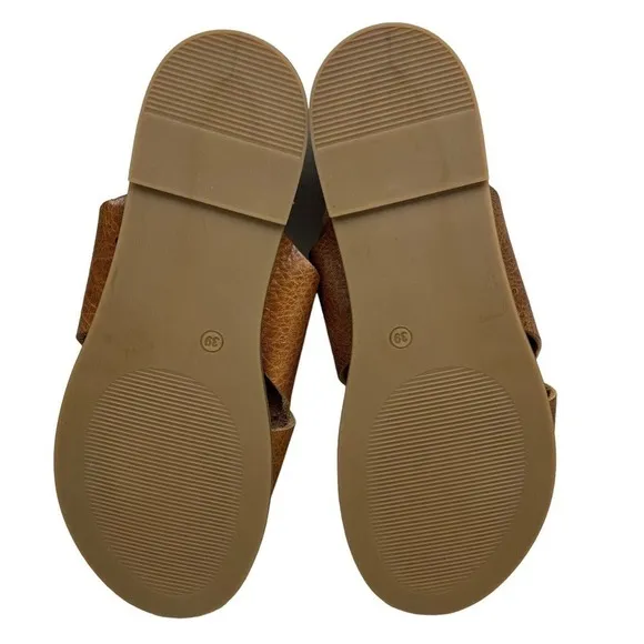 Inuovo Sandal Pebbled Grain‎ Brown Leather Faust Slingback Women Size 8
