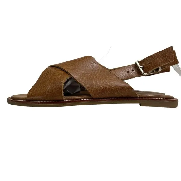 Inuovo Sandal Pebbled Grain‎ Brown Leather Faust Slingback Women Size 8