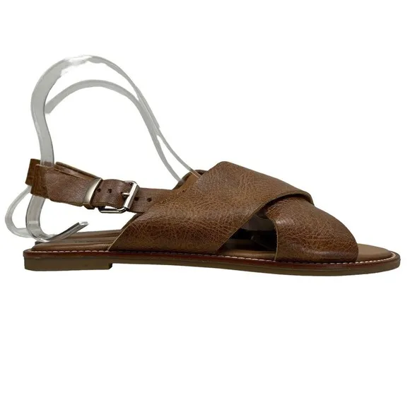 Inuovo Sandal Pebbled Grain‎ Brown Leather Faust Slingback Women Size 8