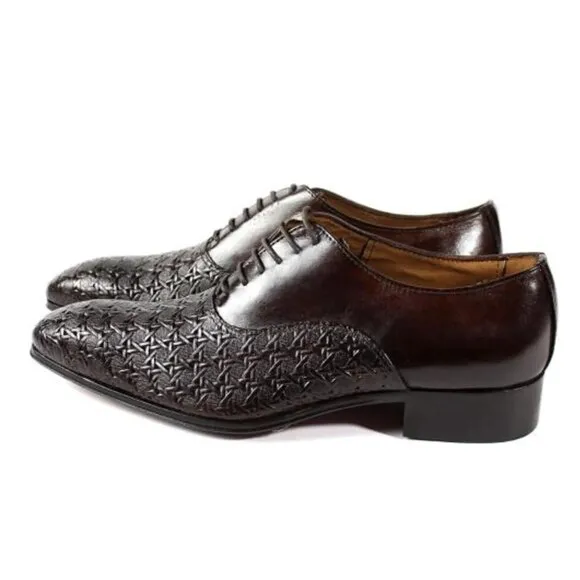 Italian Handmade Men's Leather Shoe / Alou Brown Oxford Mens Leather Shoes / Men