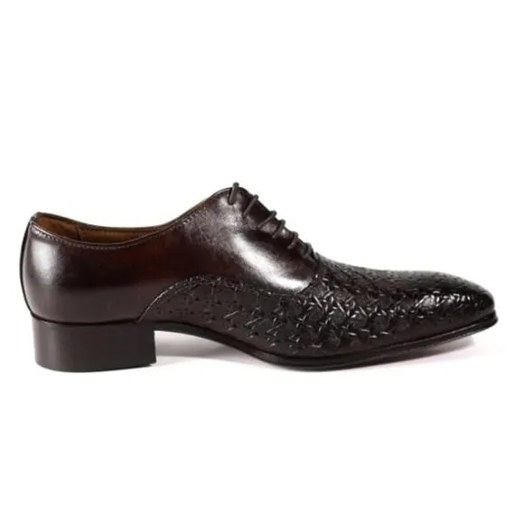 Italian Handmade Men's Leather Shoe / Alou Brown Oxford Mens Leather Shoes / Men