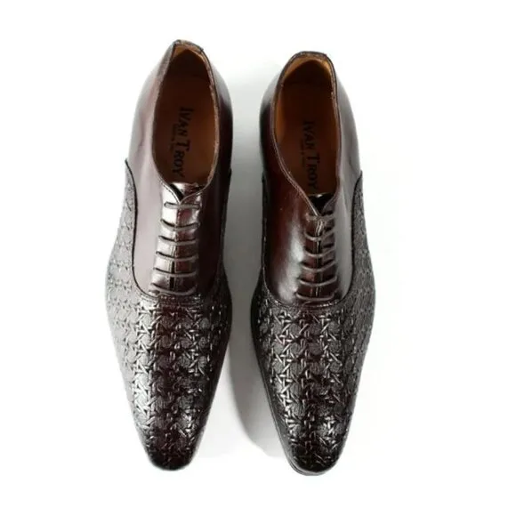 Italian Handmade Men's Leather Shoe / Alou Brown Oxford Mens Leather Shoes / Men