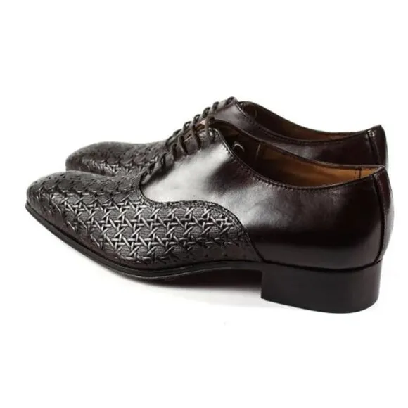 Italian Handmade Men's Leather Shoe / Alou Brown Oxford Mens Leather Shoes / Men