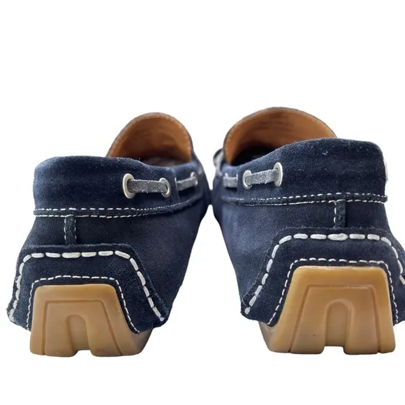 J &amp; M Blue and Gray Suede Leather Driving Loafers Moccasins Slip On Shoe Sz 10