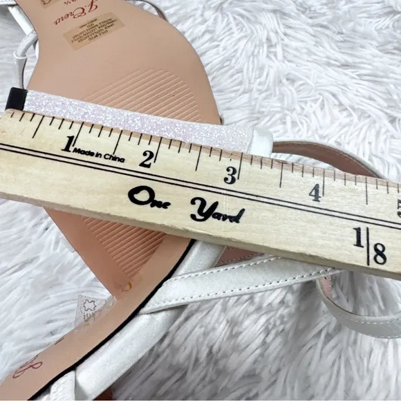 J Crew Ava strappy glitter heels in satin in white bridal shoes