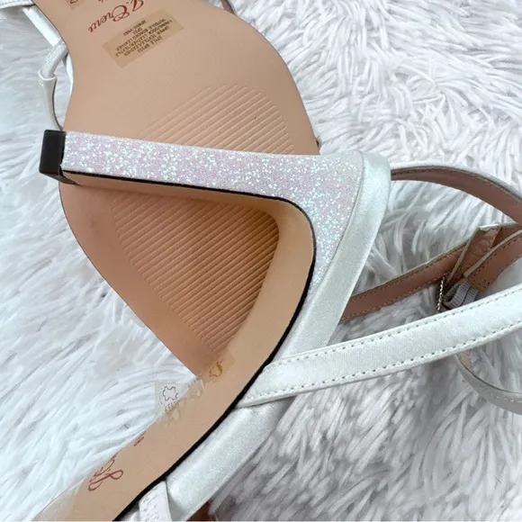 J Crew Ava strappy glitter heels in satin in white bridal shoes
