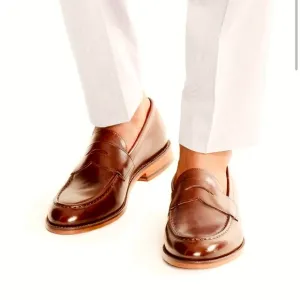 J. CREW LUDLOW PENNY LOAFERS 10 D Goodyear Welt A 4362 in English Tan