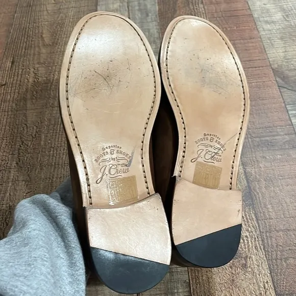 J. Crew men’s Camden loafers leather soles BJ009 8 brown penny shoes