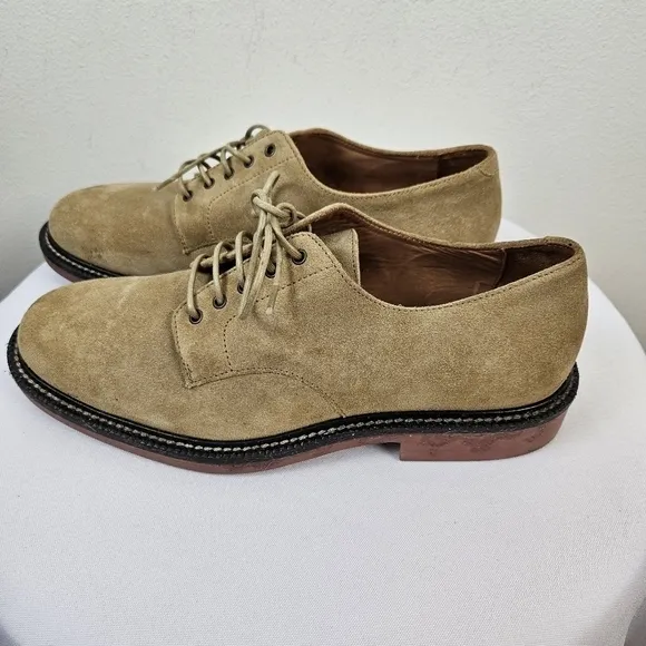 J. Crew Mens Kenton Suede Bucks 9 Cream Red Soles Oxford Shoes Lace Up