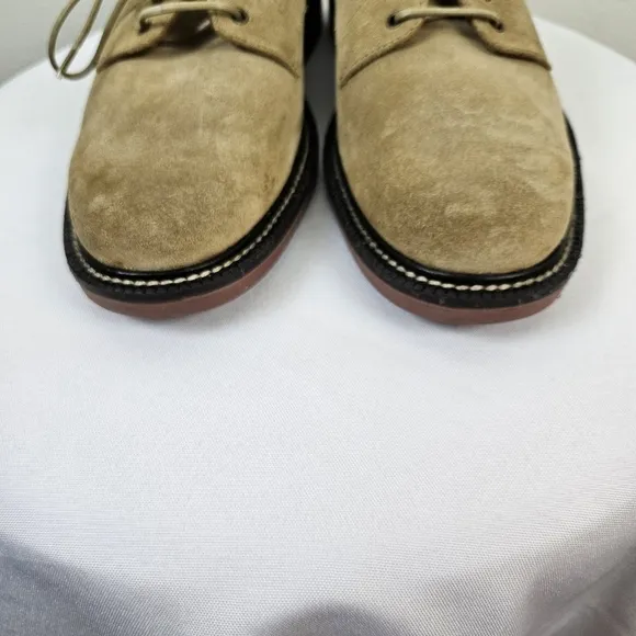 J. Crew Mens Kenton Suede Bucks 9 Cream Red Soles Oxford Shoes Lace Up