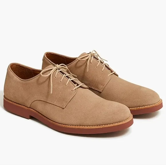 J. Crew Mens Kenton Suede Bucks 9 Cream Red Soles Oxford Shoes Lace Up