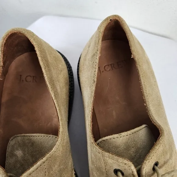 J. Crew Mens Kenton Suede Bucks 9 Cream Red Soles Oxford Shoes Lace Up