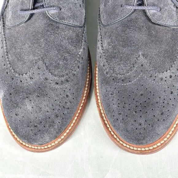 J CREW Shoes Mens Size 10.5 Kenton Wing Tips Navy Blue Suede Oxford 43687