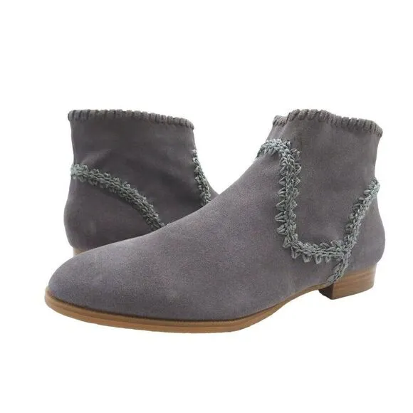 Jack Rogers Gemma Suede Ankle Booties, Gray, Size 5.5, M