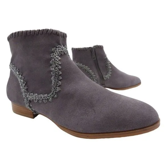 Jack Rogers Gemma Suede Ankle Booties, Gray, Size 5.5, M