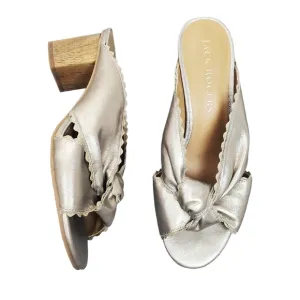 Jack Rogers Holly Silver Gold Metallic Suede Scallop Knot Mule Sandals Size 8