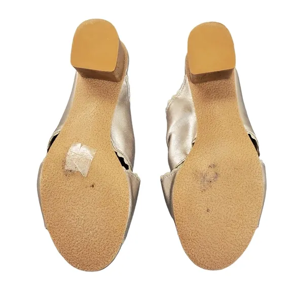Jack Rogers Holly Silver Gold Metallic Suede Scallop Knot Mule Sandals Size 8