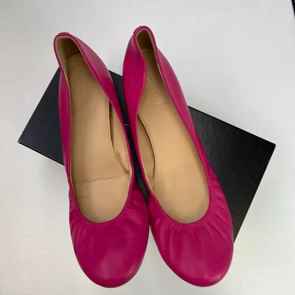 J.Crew Flat Women 12 Cece Ballet Slip On Casual Leather Shoe Italy Resort Core