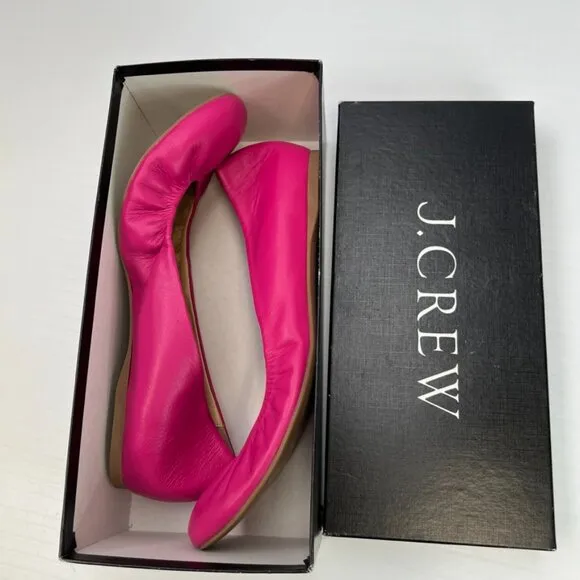 J.Crew Flat Women 12 Cece Ballet Slip On Casual Leather Shoe Italy Resort Core