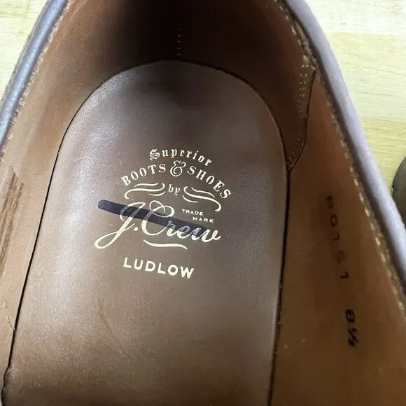 J.Crew Mens $248 Ludlow Derbys Snuff Suede Brown Leather Shoes Size 8.5 BQ151