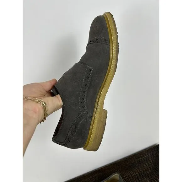 J.D. Fisk Men's Oxford Monk Strap Double Buckle Shoes Gray Suede Size 9 Wingtip