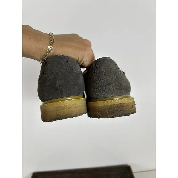 J.D. Fisk Men's Oxford Monk Strap Double Buckle Shoes Gray Suede Size 9 Wingtip