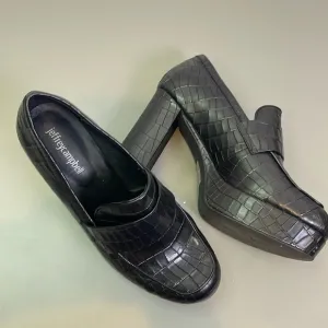 JEFFREY CAMPBELL SCHOLAR CROC PLATFORM LOAFERS 8.5