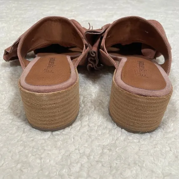 Jeffrey Campbell Tori Heels Blush Dusty Pink Suede with Bows Mules 8.5