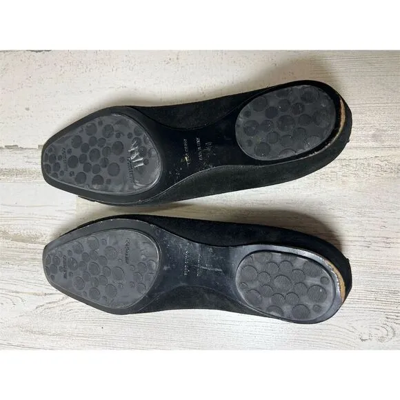 Jimmy Choo Women's Black Suede Flats Size 9.5 Gold Detail Casual Shoes