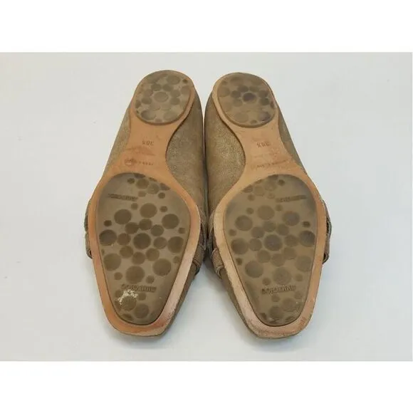 JIMMY CHOO 6.5 Metallic Gold Coarse Suede Loafers Shoes