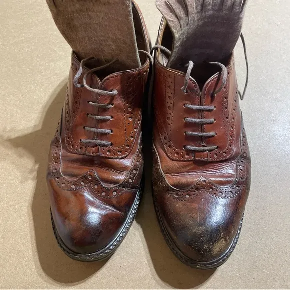 Joan &amp; David Handmade Brown Leather Brogue Shoes