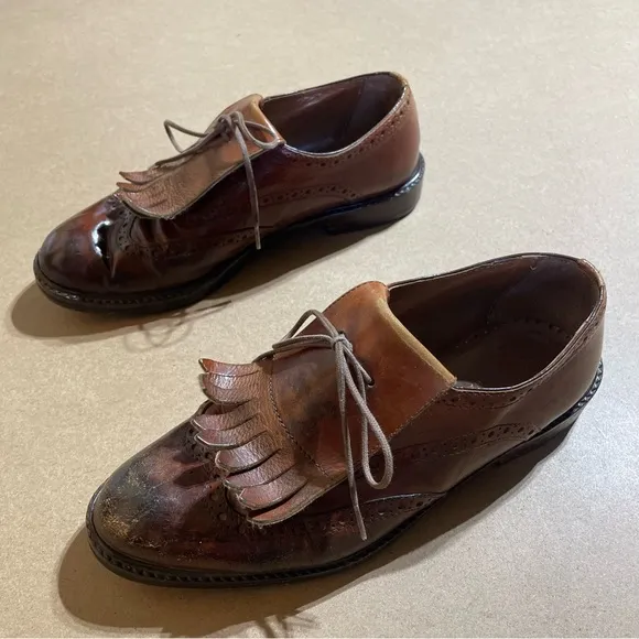 Joan &amp; David Handmade Brown Leather Brogue Shoes