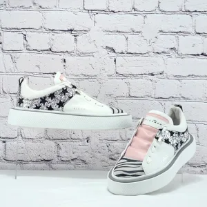 JOHN RICHMOND – Sneaker, white/pink, silver/black shimmer, size 9.5/40