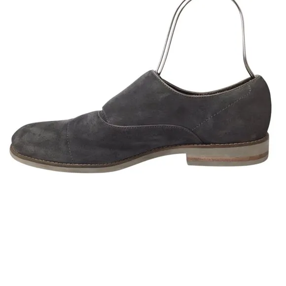 John Varvatos USA Double Monk Strap Men's Shoes Size 10 M Gray Suede Buckle 8754