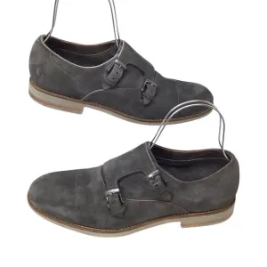 John Varvatos USA Double Monk Strap Men's Shoes Size 10 M Gray Suede Buckle 8754