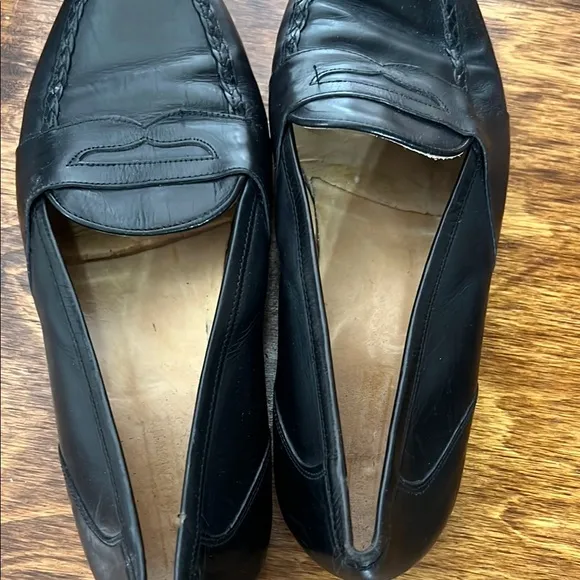 Johnston &amp; Murphy Black Leather Loafers with Penny Strap