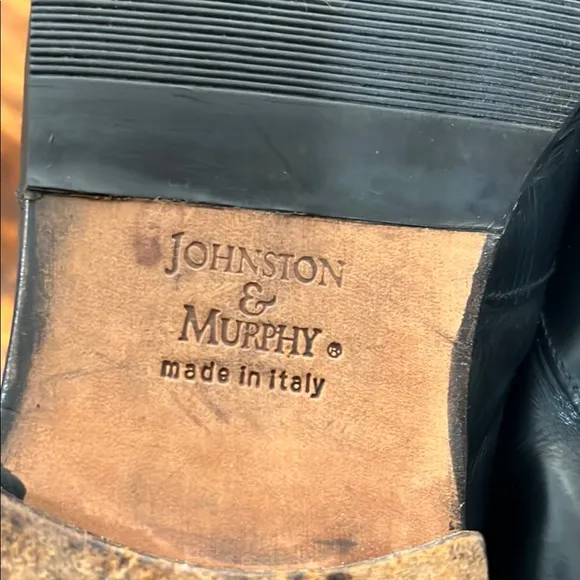 Johnston &amp; Murphy Black Leather Loafers with Penny Strap