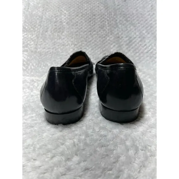 Johnston &amp; Murphy Black Leather Tassel Loafer Kiltie Shoe Size 11 N Excellent