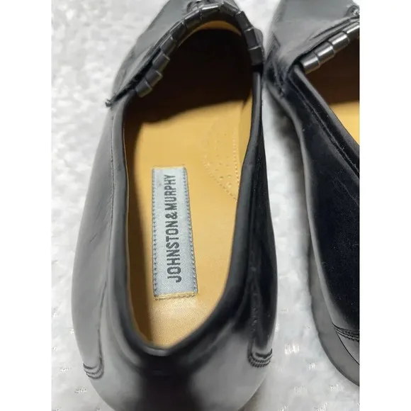 Johnston &amp; Murphy Black Leather Tassel Loafer Kiltie Shoe Size 11 N Excellent