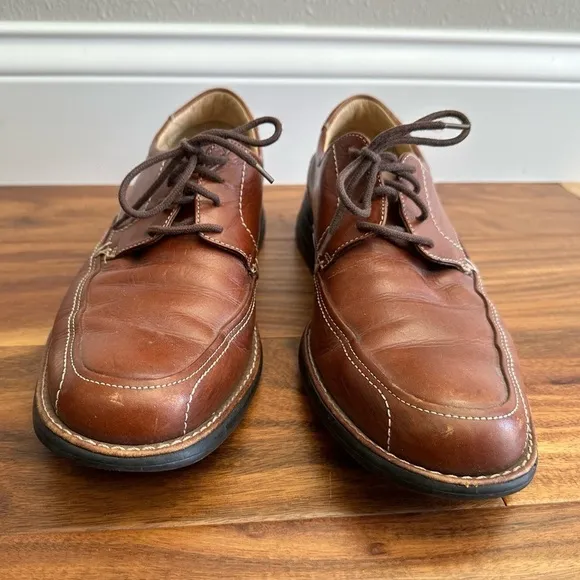 JOHNSTON &amp; MURPHY Brown Sheepskin Leather Lace-Up Dress Shoes size 9