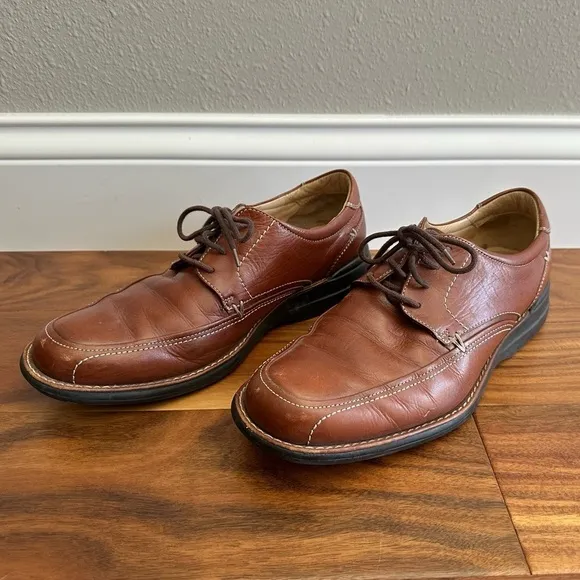 JOHNSTON &amp; MURPHY Brown Sheepskin Leather Lace-Up Dress Shoes size 9