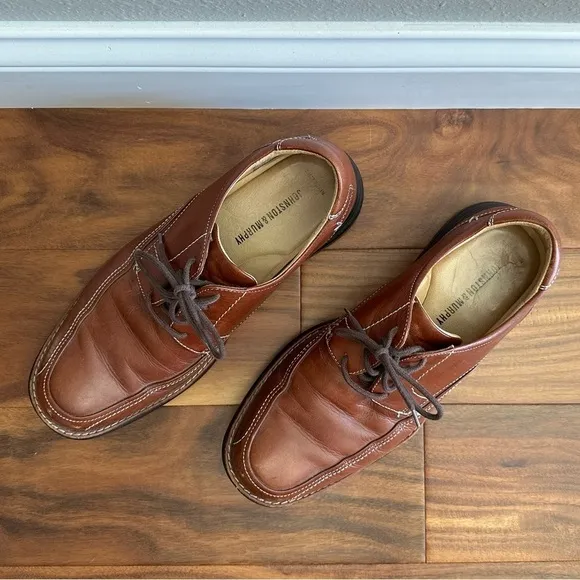 JOHNSTON &amp; MURPHY Brown Sheepskin Leather Lace-Up Dress Shoes size 9