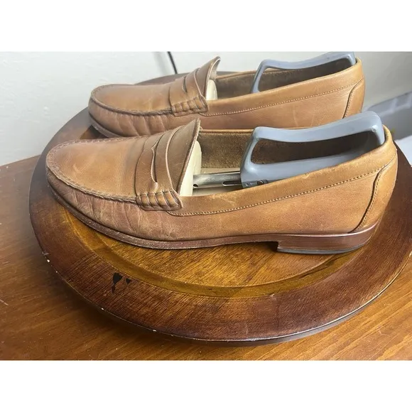 Johnston &amp; Murphy Cagle Penny Loafers Calfskin Mens 12 M Brown Shoes Slip On